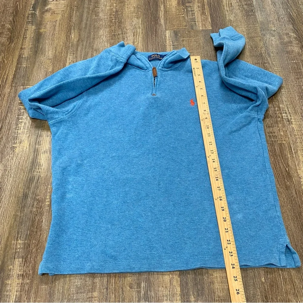Polo Ralph Lauren Heather Blue‎ Knit Top 1/4” Zip Cotton Preppy Size Medium